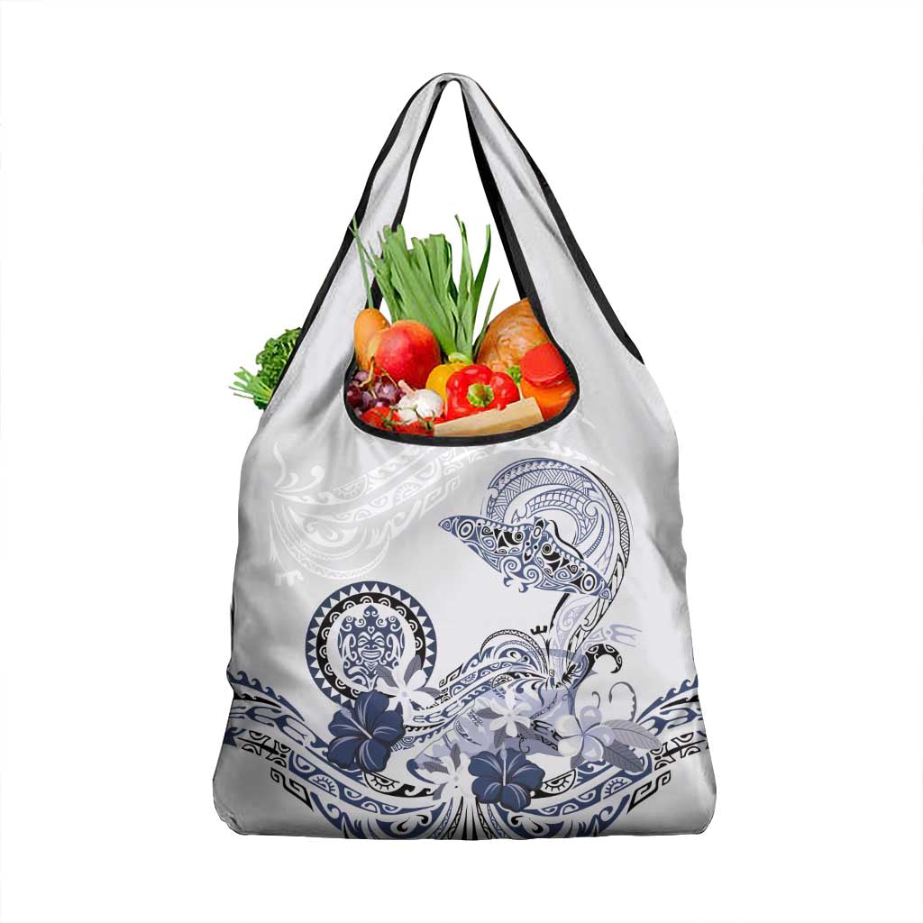 Polynesian Manta Ray Grocery Bag Blue Floral Turtle Tattoo LT9 1-pack One Size Blue - Polynesian Pride