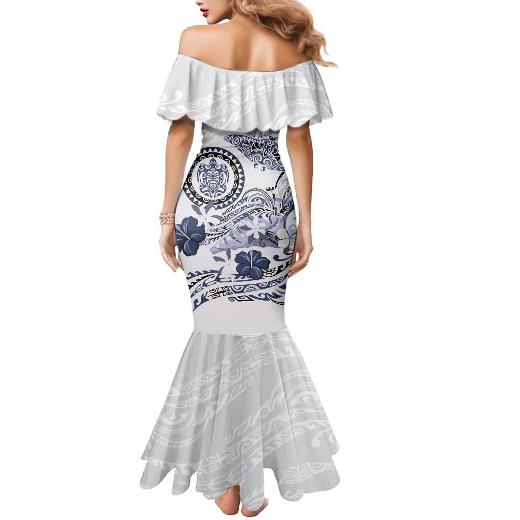 Polynesian Manta Ray Mermaid Dress Blue Floral Turtle Tattoo - Polynesian Pride
