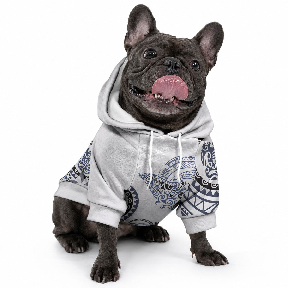 Polynesian Manta Ray Pet Hoodie Blue Floral Turtle Tattoo LT9 - Polynesian Pride