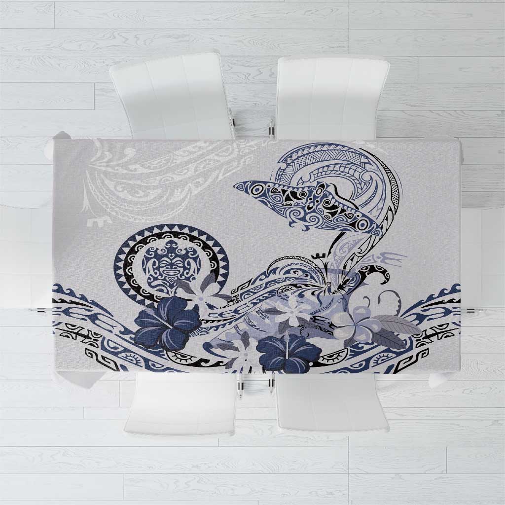 Polynesian Manta Ray Tablecloth Blue Floral Turtle Tattoo LT9 Blue - Polynesian Pride