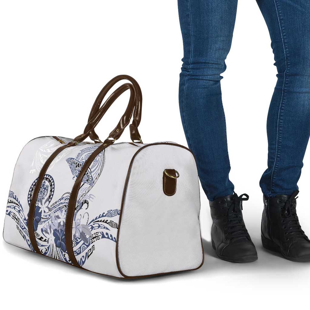 Polynesian Manta Ray Travel Bag Blue Floral Turtle Tattoo - Polynesian Pride