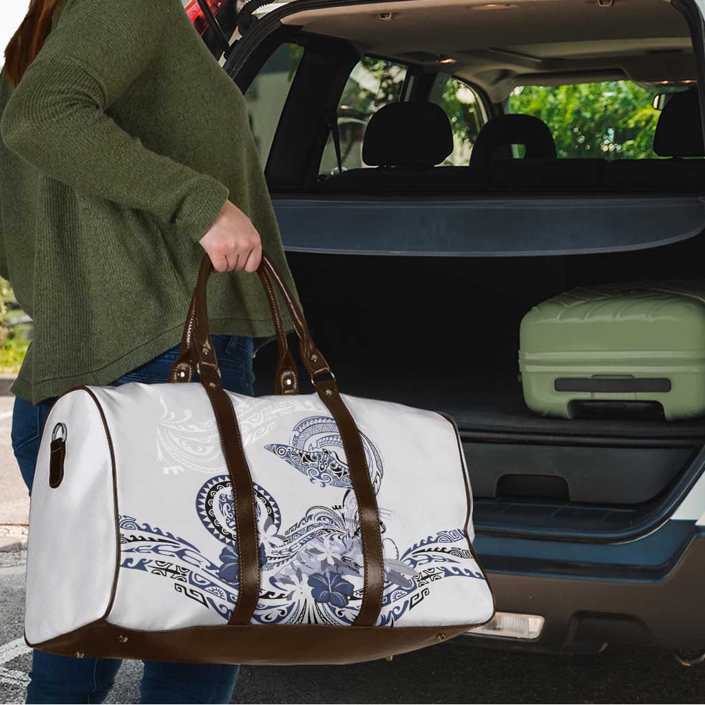 Polynesian Manta Ray Travel Bag Blue Floral Turtle Tattoo - Polynesian Pride