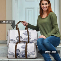 Polynesian Manta Ray Travel Bag Blue Floral Turtle Tattoo - Polynesian Pride