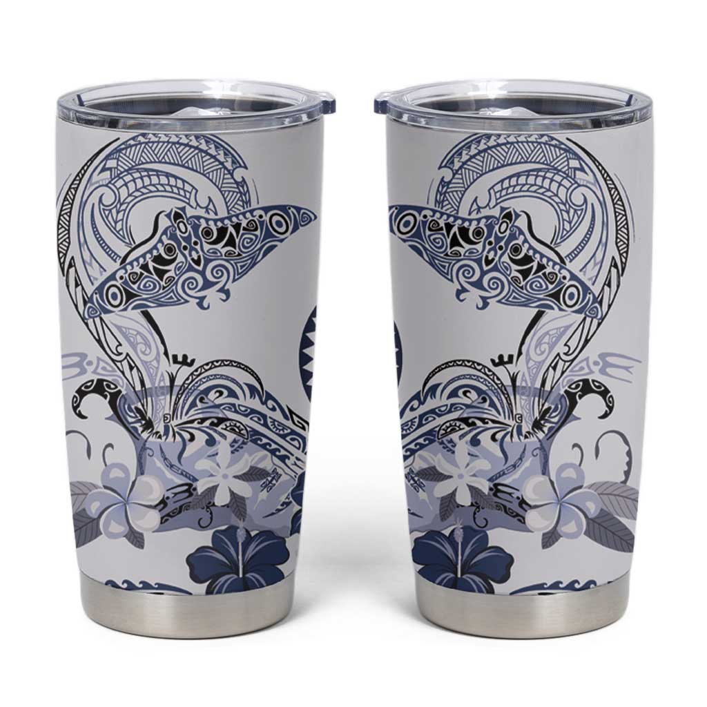 Polynesian Manta Ray Tumbler Cup Blue Floral Turtle Tattoo LT9 Blue - Polynesian Pride