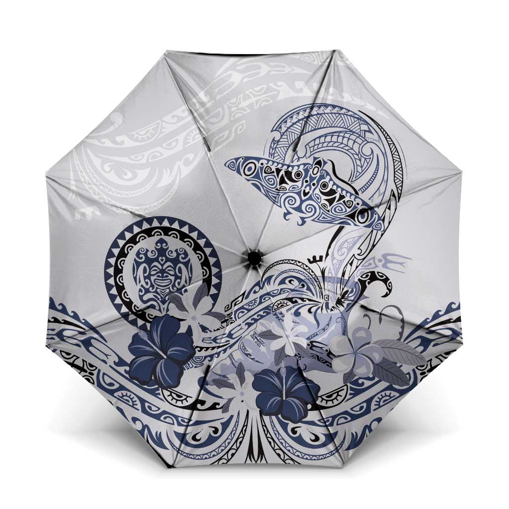 Polynesian Manta Ray Umbrella Blue Floral Turtle Tattoo - Polynesian Pride