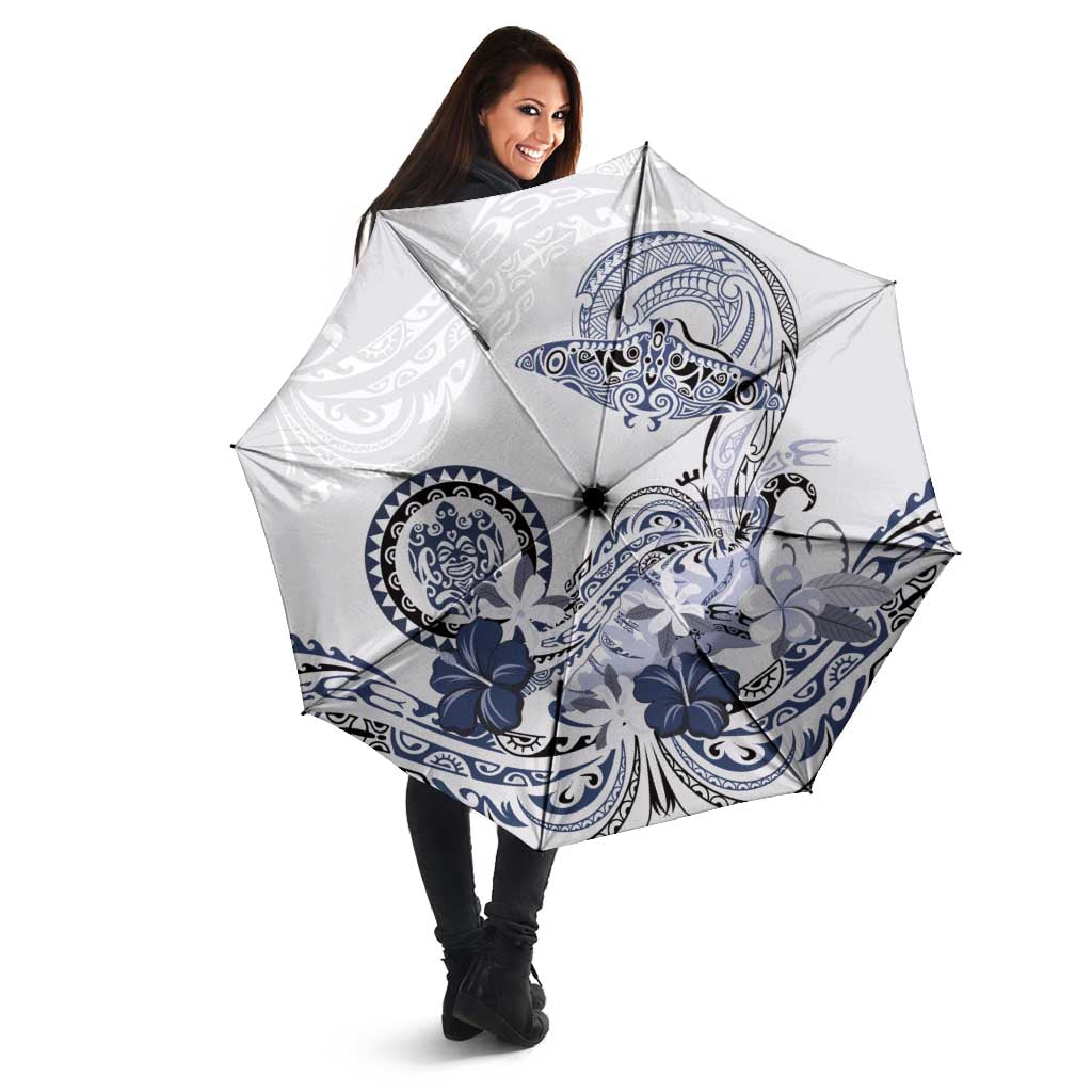 Polynesian Manta Ray Umbrella Blue Floral Turtle Tattoo - Polynesian Pride