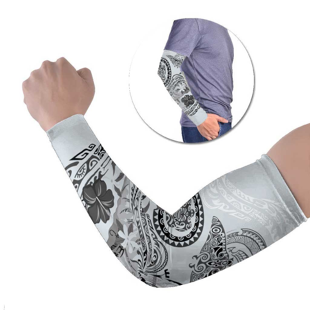 Polynesian Manta Ray Arm Sleeves Gray Floral Turtle Tattoo LT9 Set of 2 Gray - Polynesian Pride