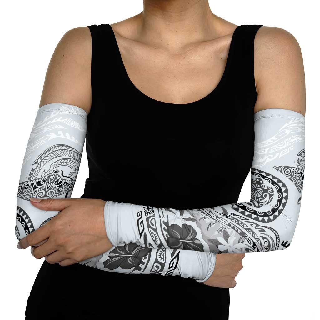 Polynesian Manta Ray Arm Sleeves Gray Floral Turtle Tattoo - Polynesian Pride