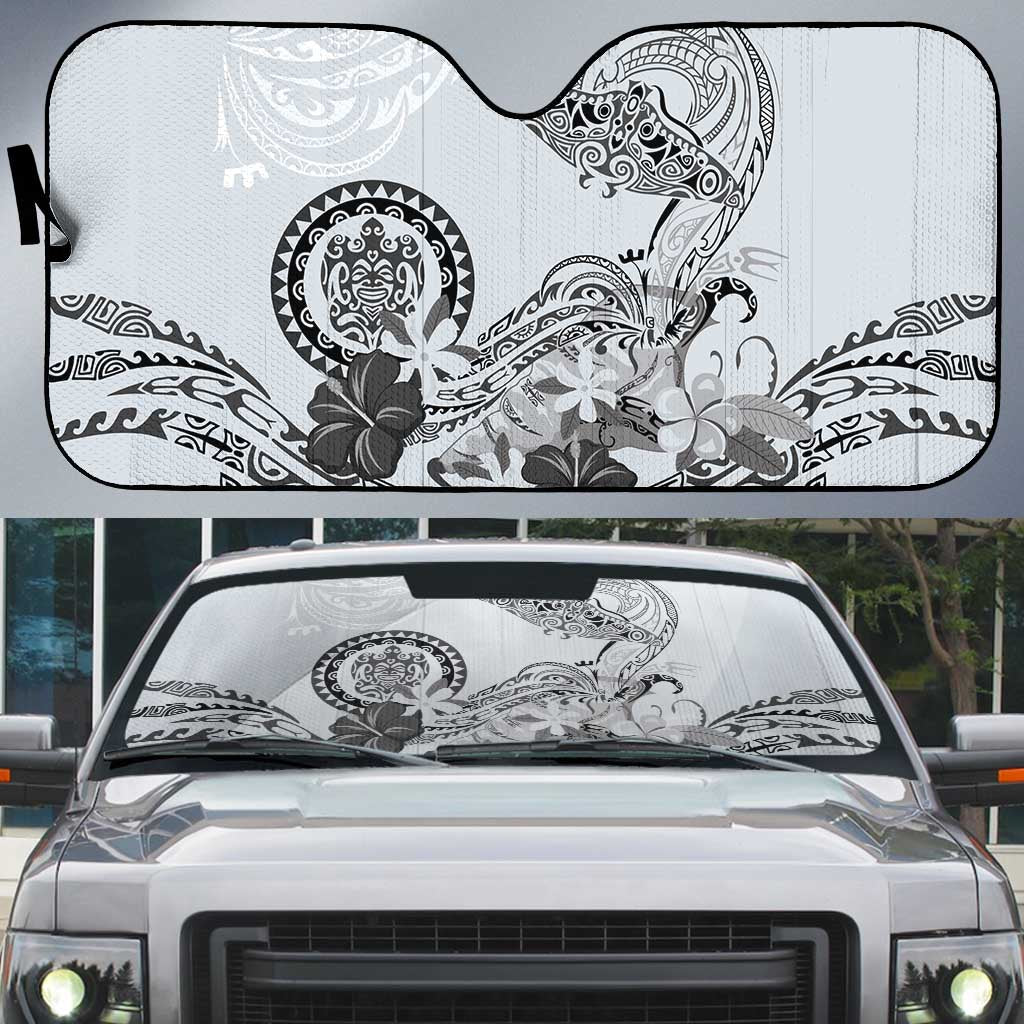 Polynesian Manta Ray Auto Sun Shade Gray Floral Turtle Tattoo LT9 Gray - Polynesian Pride