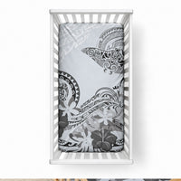 Polynesian Manta Ray Baby Bed Cover Gray Floral Turtle Tattoo LT9 28 × 52 in Gray - Polynesian Pride