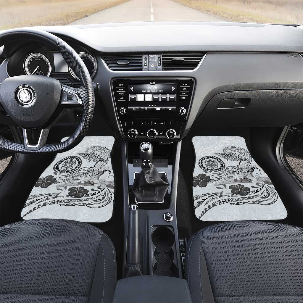 Polynesian Manta Ray Car Mats Gray Floral Turtle Tattoo - Polynesian Pride