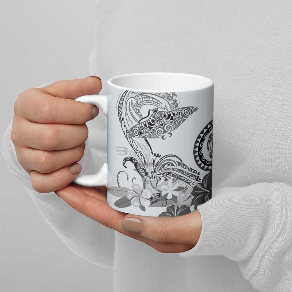 Polynesian Manta Ray Ceramic Mug Gray Floral Turtle Tattoo LT9 - Polynesian Pride