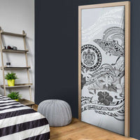 Polynesian Manta Ray Door Cover Gray Floral Turtle Tattoo - Polynesian Pride