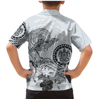 Polynesian Manta Ray Family Matching Mermaid Dress and Hawaiian Shirt Gray Floral Turtle Tattoo LT9 - Polynesian Pride