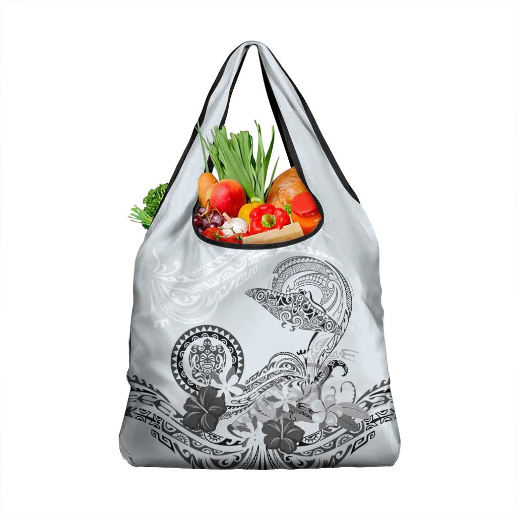 Polynesian Manta Ray Grocery Bag Gray Floral Turtle Tattoo LT9 1-pack One Size Gray - Polynesian Pride