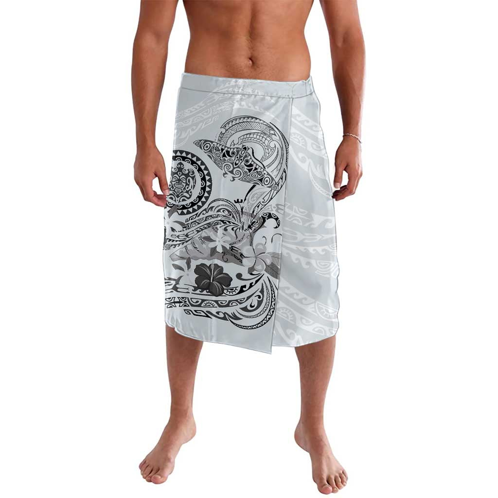 Polynesian Manta Ray Lavalava Gray Floral Turtle Tattoo - Polynesian Pride