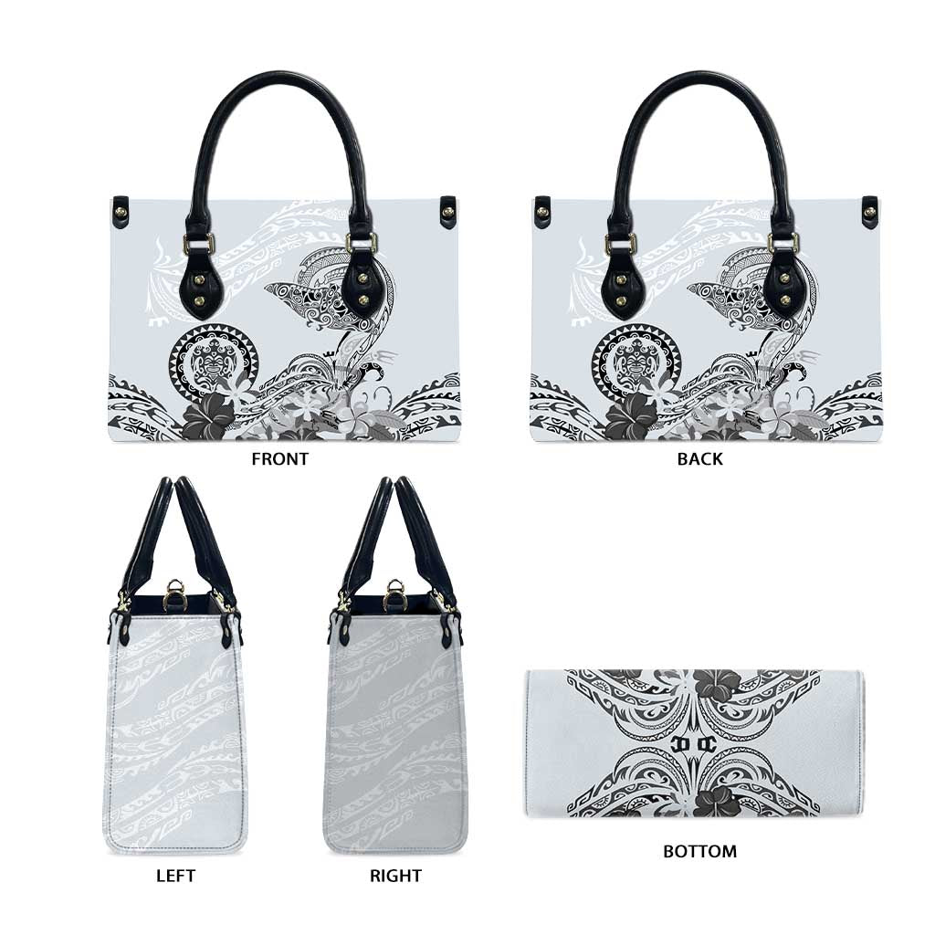 Polynesian Manta Ray Leather Bag Gray Floral Turtle Tattoo - Polynesian Pride
