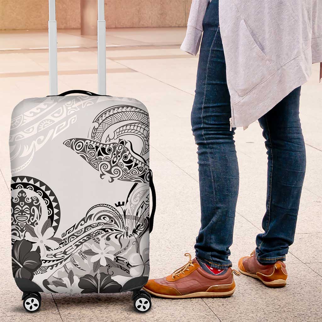 Polynesian Manta Ray Luggage Cover Gray Floral Turtle Tattoo LT9 Gray - Polynesian Pride