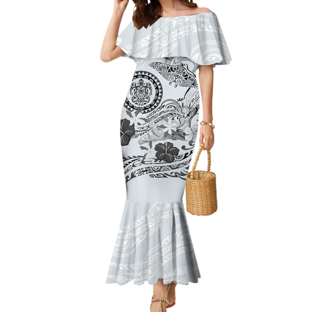 Polynesian Manta Ray Mermaid Dress Gray Floral Turtle Tattoo LT9 Women Gray - Polynesian Pride