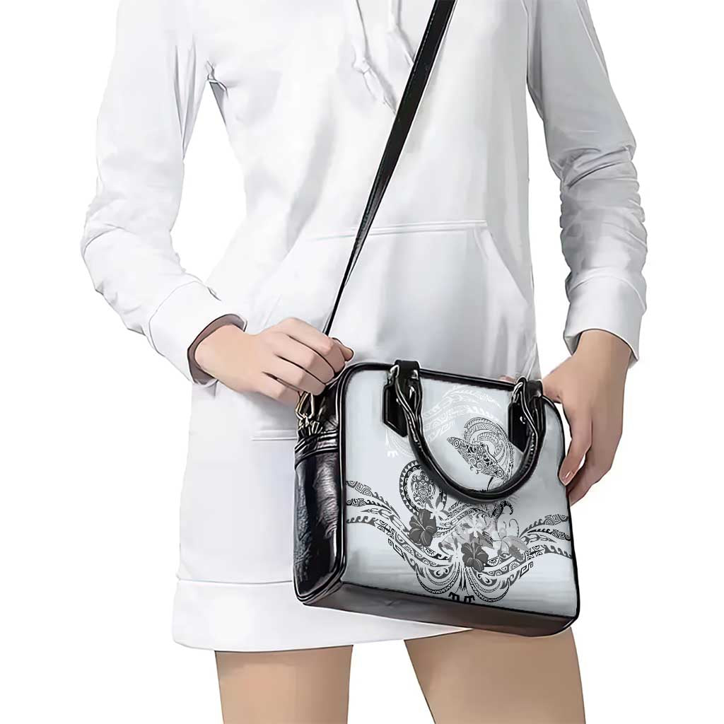 Polynesian Manta Ray Shoulder Handbag Gray Floral Turtle Tattoo - Polynesian Pride