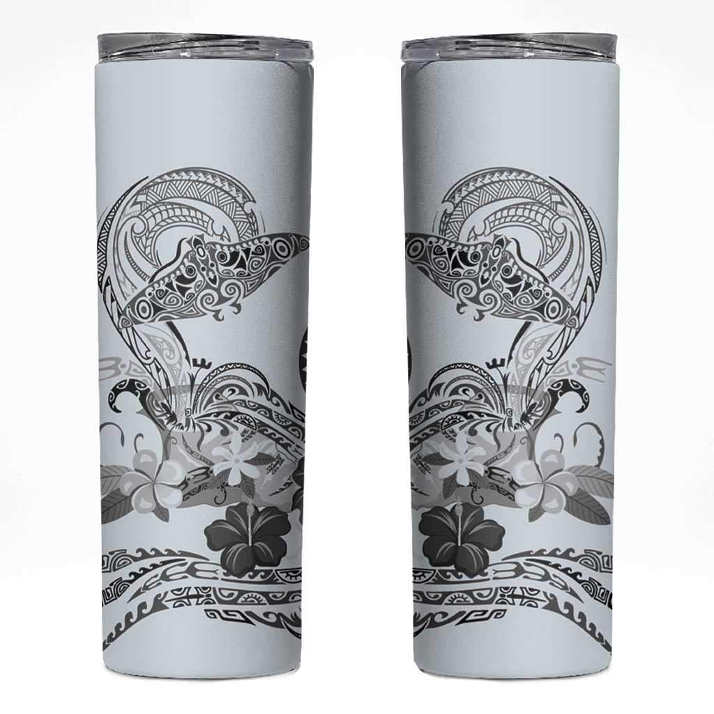 Polynesian Manta Ray Skinny Tumbler Gray Floral Turtle Tattoo LT9 Gray - Polynesian Pride