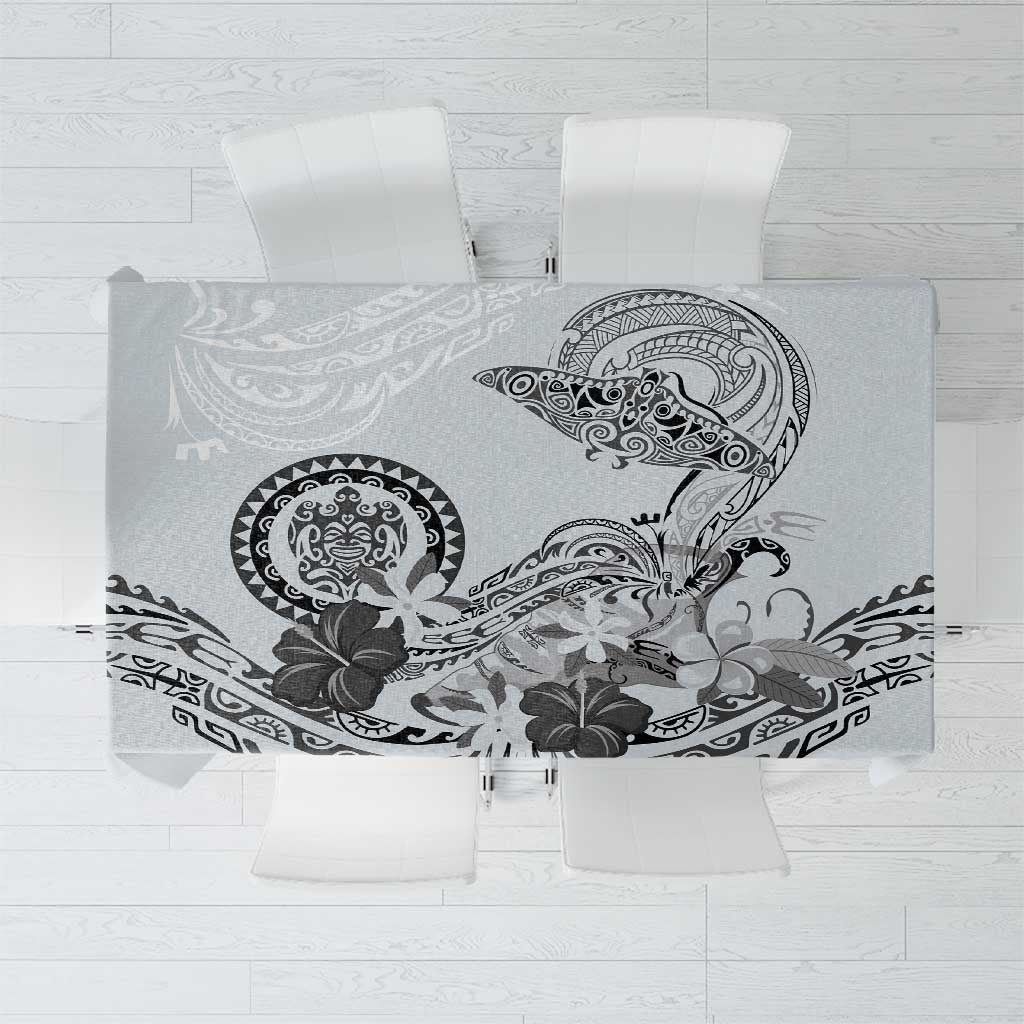 Polynesian Manta Ray Tablecloth Gray Floral Turtle Tattoo LT9 Gray - Polynesian Pride