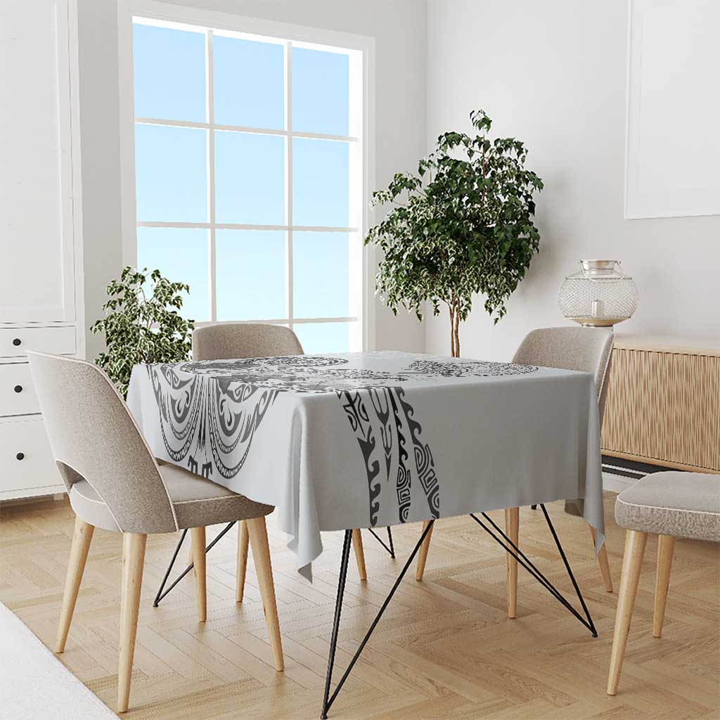 Polynesian Manta Ray Tablecloth Gray Floral Turtle Tattoo - Polynesian Pride