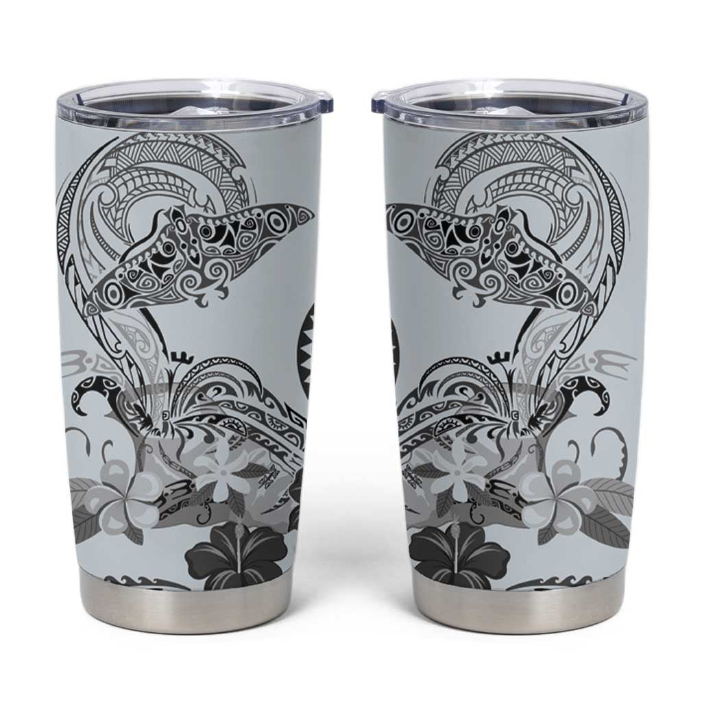 Polynesian Manta Ray Tumbler Cup Gray Floral Turtle Tattoo LT9 Gray - Polynesian Pride