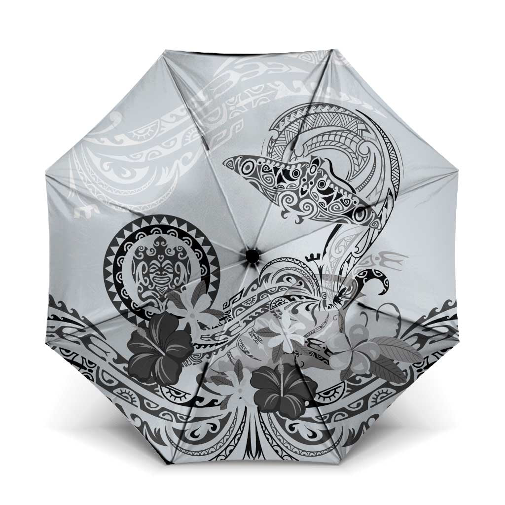 Polynesian Manta Ray Umbrella Gray Floral Turtle Tattoo LT9 One Size Folded 11.42 inch Opened Diameter 37.4 inch Gray - Polynesian Pride