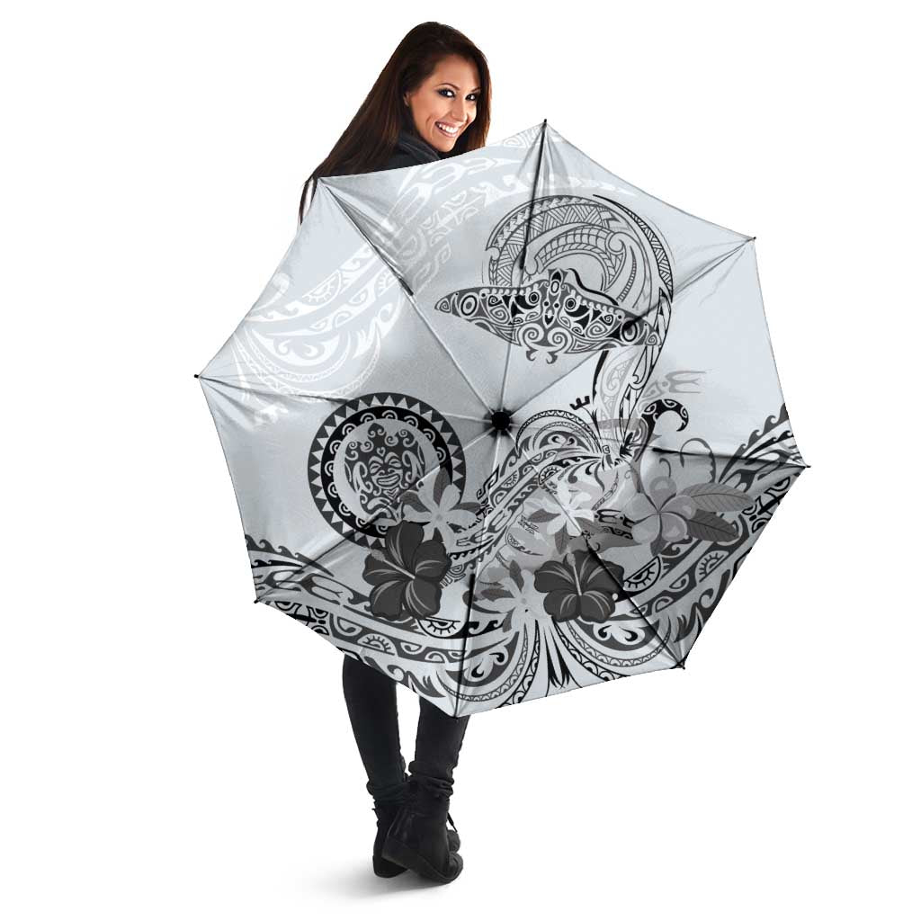 Polynesian Manta Ray Umbrella Gray Floral Turtle Tattoo - Polynesian Pride