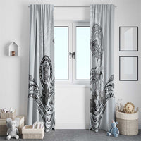 Polynesian Manta Ray Window Curtain Gray Floral Turtle Tattoo - Polynesian Pride