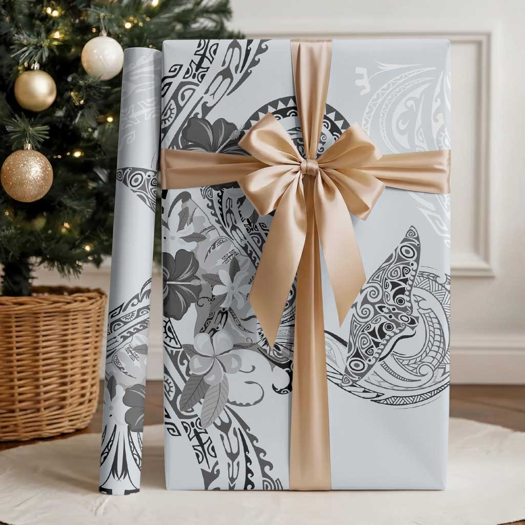 Polynesian Manta Ray Wrapping Paper Gray Floral Turtle Tattoo - Polynesian Pride