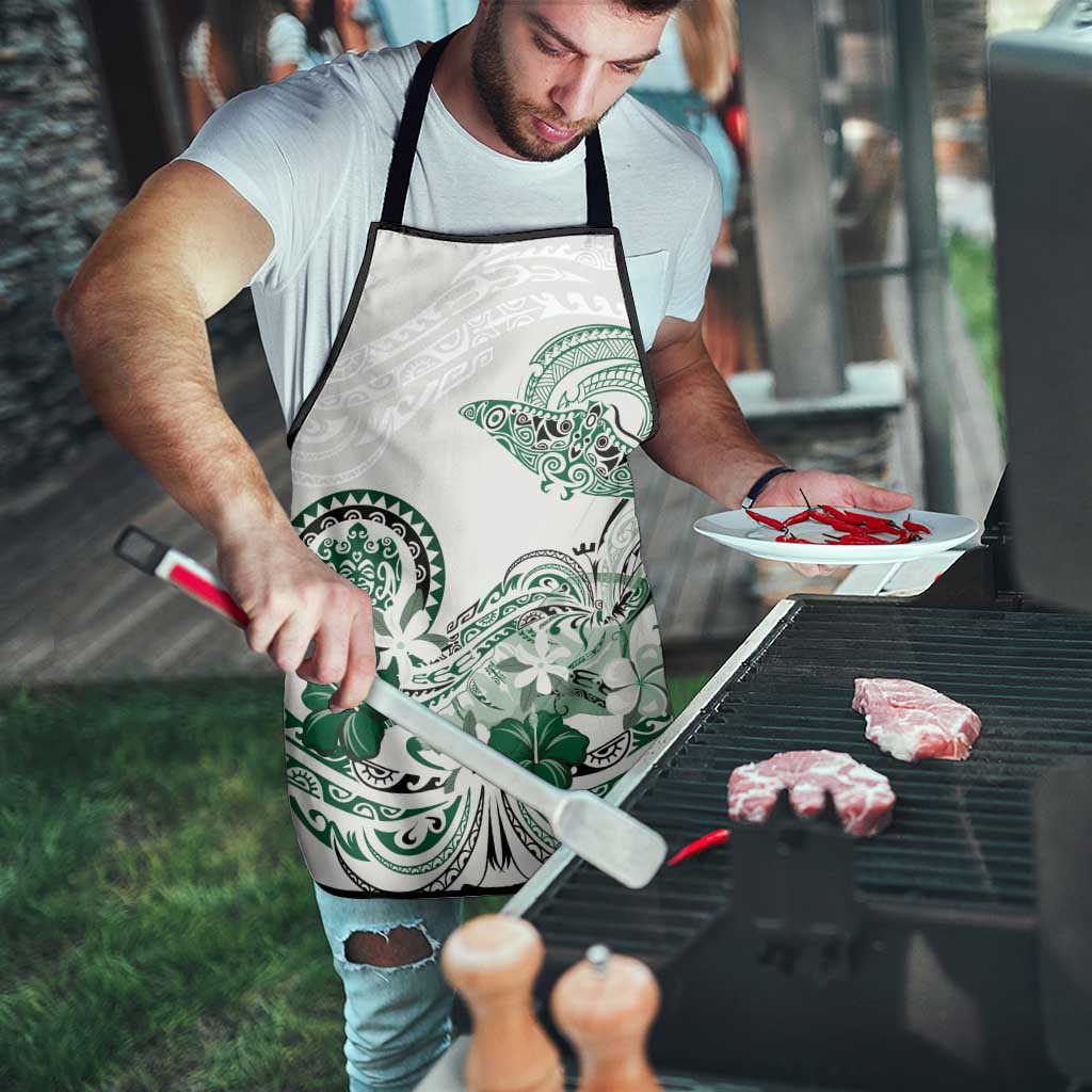 Polynesian Manta Ray Apron Green Floral Turtle Tattoo - Polynesian Pride