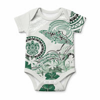Polynesian Manta Ray Baby Onesie Green Floral Turtle Tattoo LT9 Green - Polynesian Pride