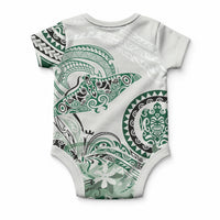 Polynesian Manta Ray Baby Onesie Green Floral Turtle Tattoo LT9 - Polynesian Pride