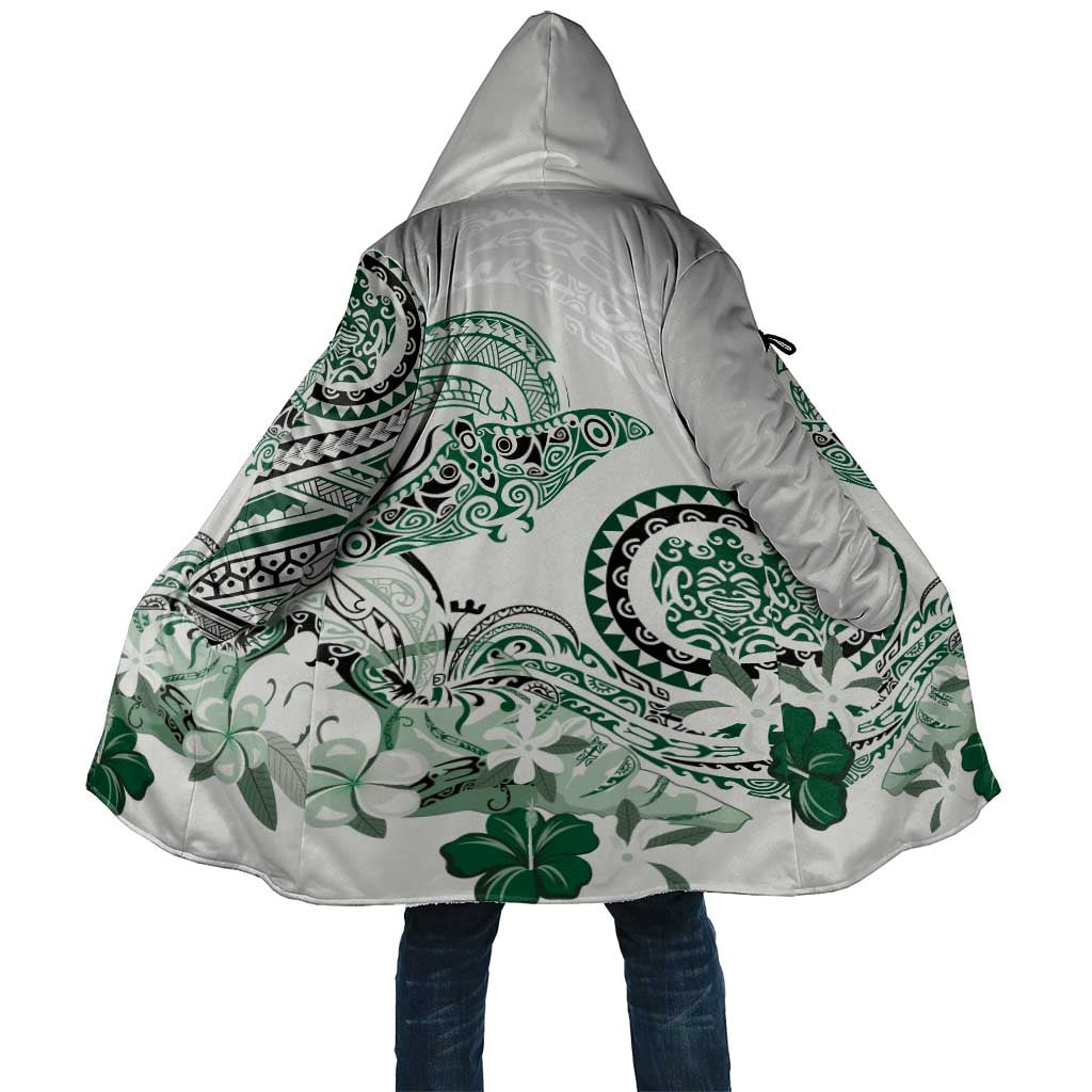 Polynesian Manta Ray Cloak Green Floral Turtle Tattoo LT9 Unisex Green - Polynesian Pride