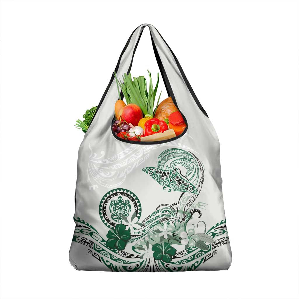 Polynesian Manta Ray Grocery Bag Green Floral Turtle Tattoo LT9 1-pack One Size Green - Polynesian Pride