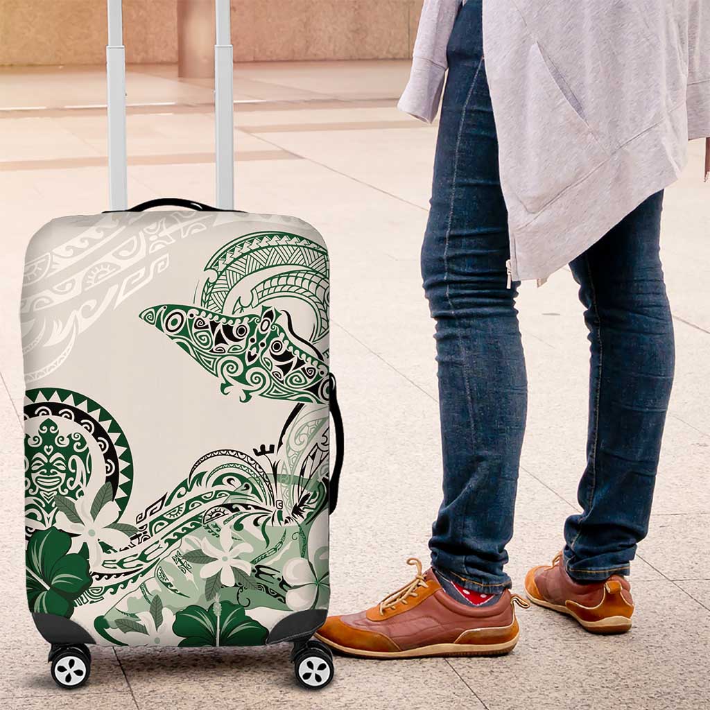 Polynesian Manta Ray Luggage Cover Green Floral Turtle Tattoo LT9 Green - Polynesian Pride