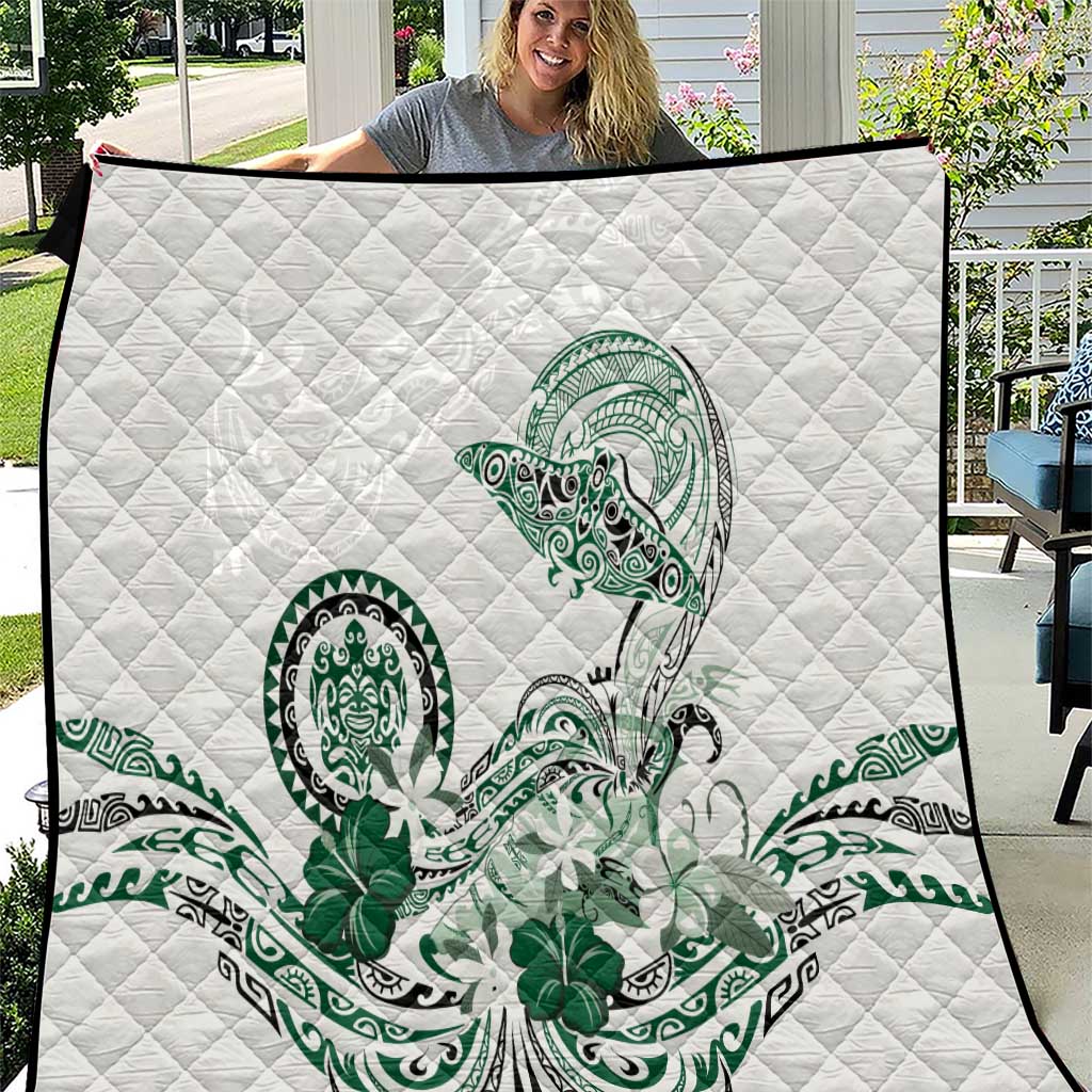Polynesian Manta Ray Quilt Green Floral Turtle Tattoo LT9 Green - Polynesian Pride