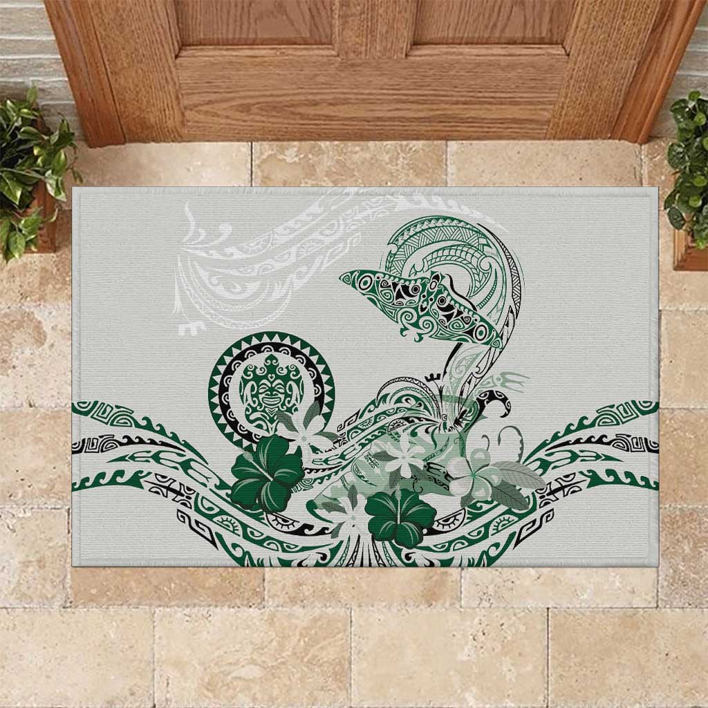 Polynesian Manta Ray Rubber Doormat Green Floral Turtle Tattoo LT9 Green - Polynesian Pride