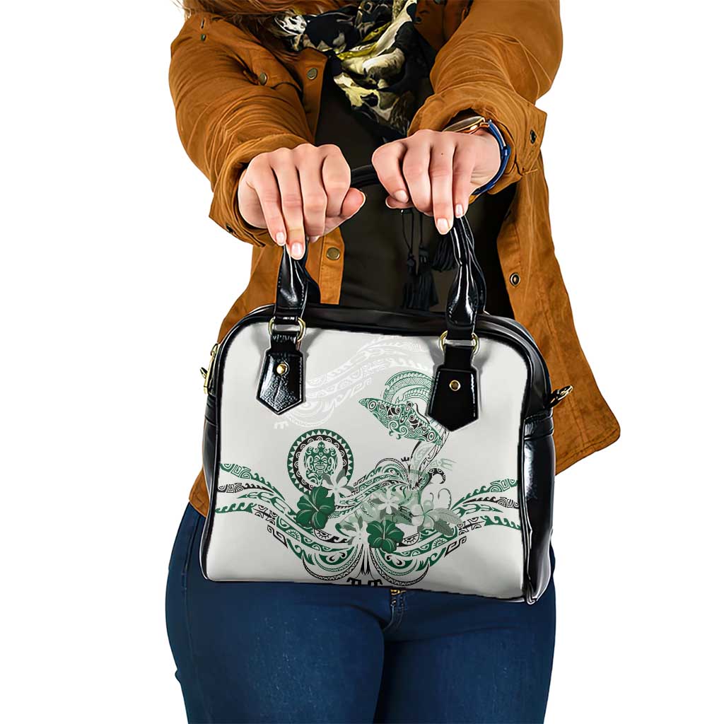 Polynesian Manta Ray Shoulder Handbag Green Floral Turtle Tattoo LT9 One Size Green - Polynesian Pride