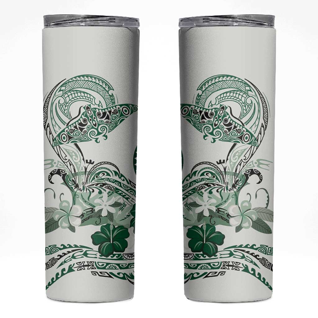 Polynesian Manta Ray Skinny Tumbler Green Floral Turtle Tattoo LT9 Green - Polynesian Pride