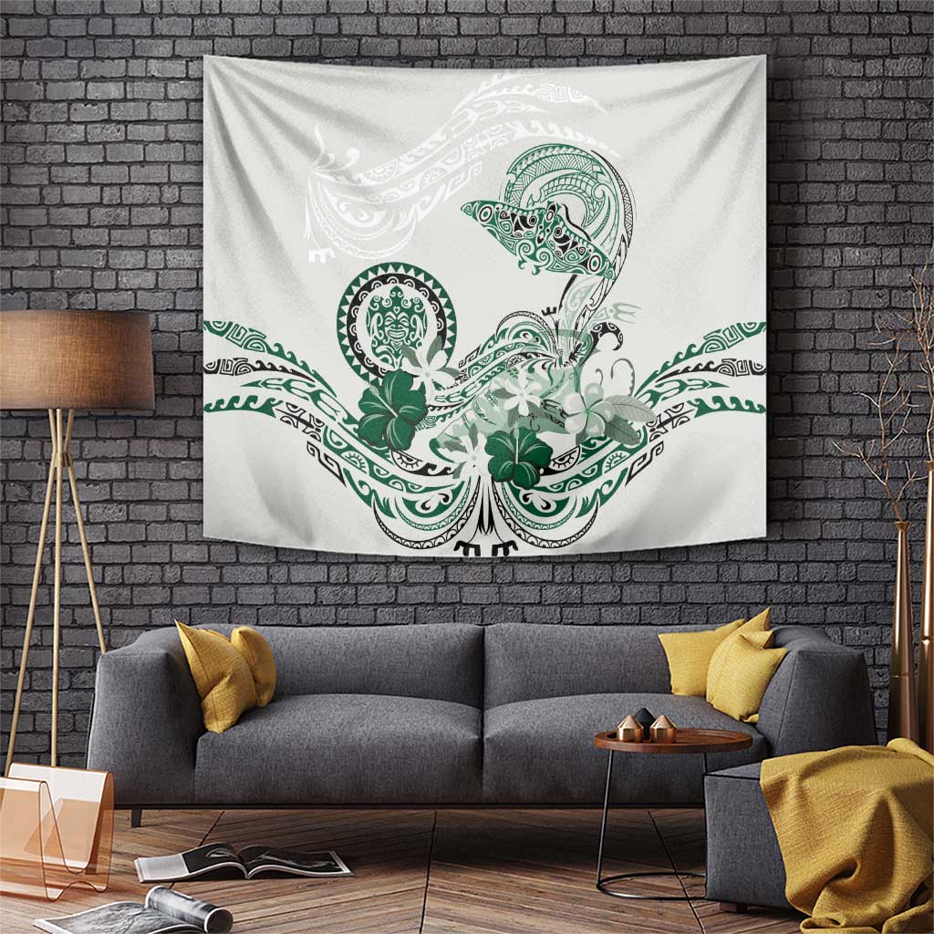 Polynesian Manta Ray Tapestry Green Floral Turtle Tattoo LT9 Green - Polynesian Pride