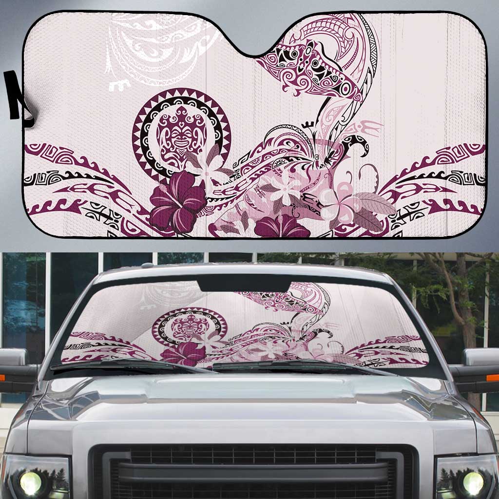 Polynesian Manta Ray Auto Sun Shade Pink Floral Turtle Tattoo LT9 Pink - Polynesian Pride