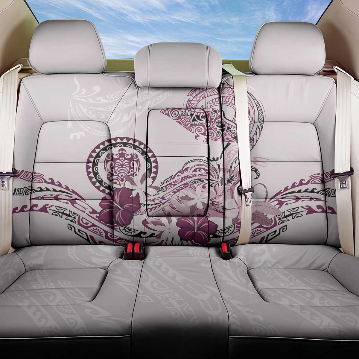 Polynesian Manta Ray Back Car Seat Cover Pink Floral Turtle Tattoo LT9 One Size Pink - Polynesian Pride