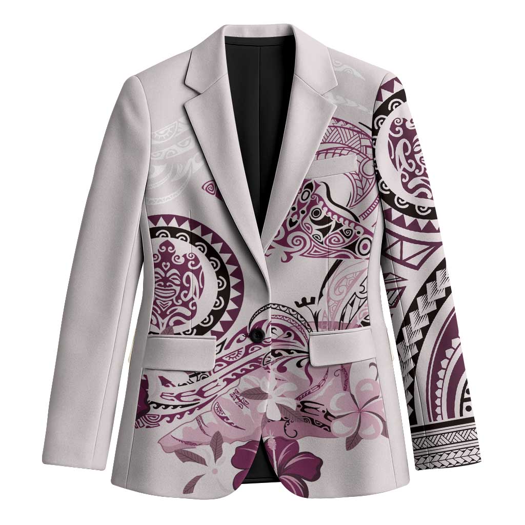 Polynesian Manta Ray Blazer Pink Floral Turtle Tattoo - Polynesian Pride