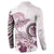 Polynesian Manta Ray Button Sweatshirt Pink Floral Turtle Tattoo - Polynesian Pride