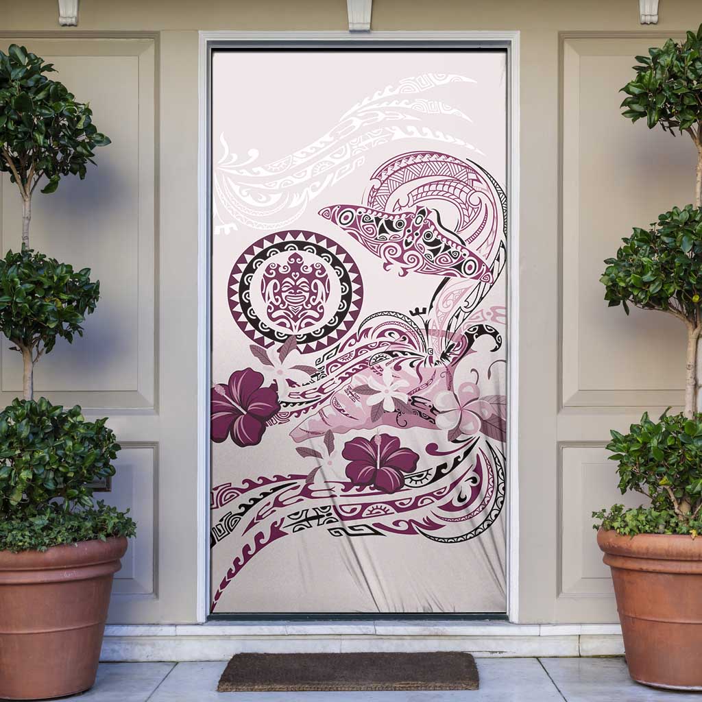 Polynesian Manta Ray Door Cover Pink Floral Turtle Tattoo LT9 Pink - Polynesian Pride