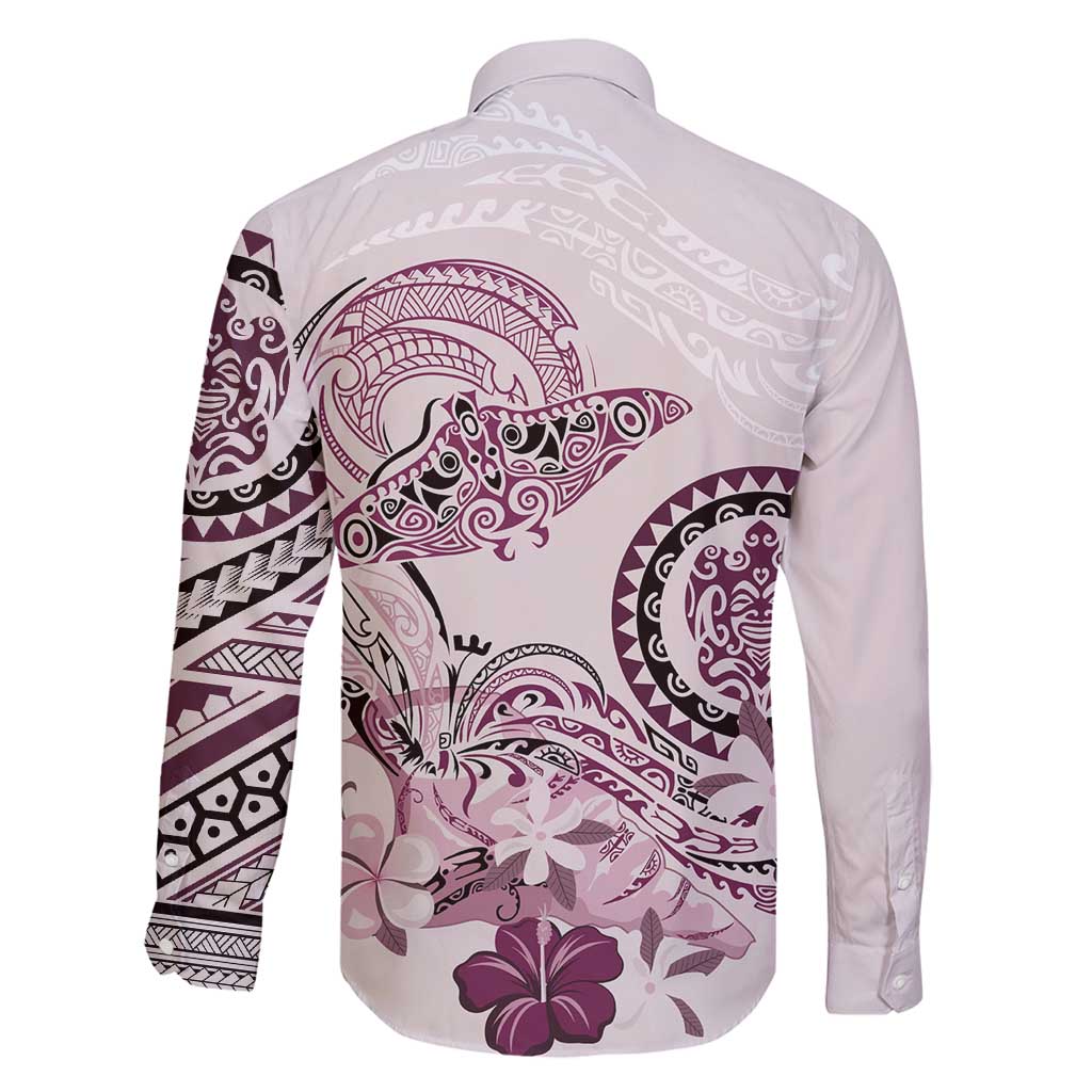 Polynesian Manta Ray Family Matching Mermaid Dress and Hawaiian Shirt Pink Floral Turtle Tattoo LT9 - Polynesian Pride