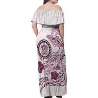 Polynesian Manta Ray Family Matching Off Shoulder Maxi Dress and Hawaiian Shirt Pink Floral Turtle Tattoo LT9 - Polynesian Pride